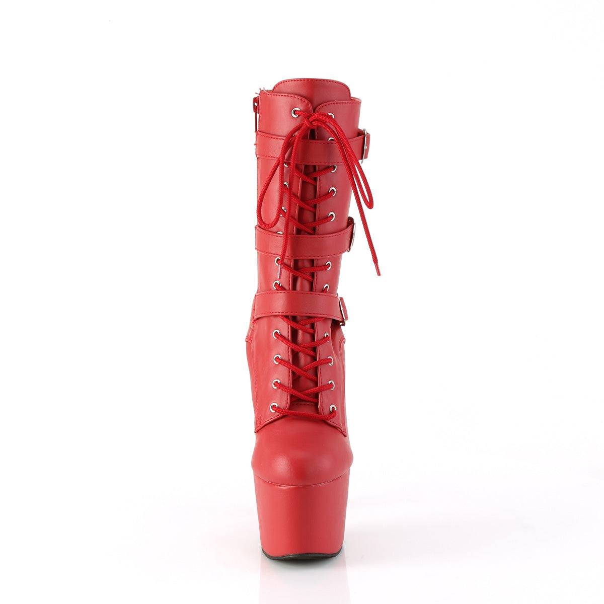 ADORE-1043 Pleaser Red Faux Leather Platform Shoes [Exotic Dance Ankle Boots]