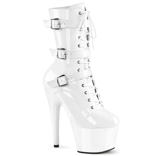 ADORE-1043 Strippers Heels Pleaser Platforms (Exotic Dancing) Wht Pat/Wht Pat