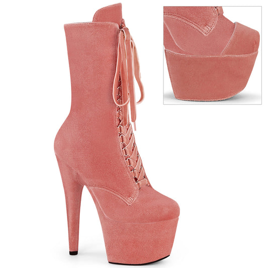 ADORE-1045VEL Pleaser Dusty Pink Velvet Platform Shoes [Exotic Dance Ankle Boots]