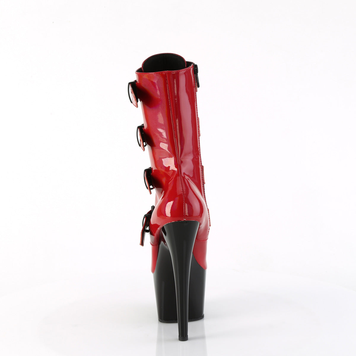 ADORE-1046TT Pleaser Red Holo Patent/Black Platform Shoes [Exotic Dance Ankle Boots]