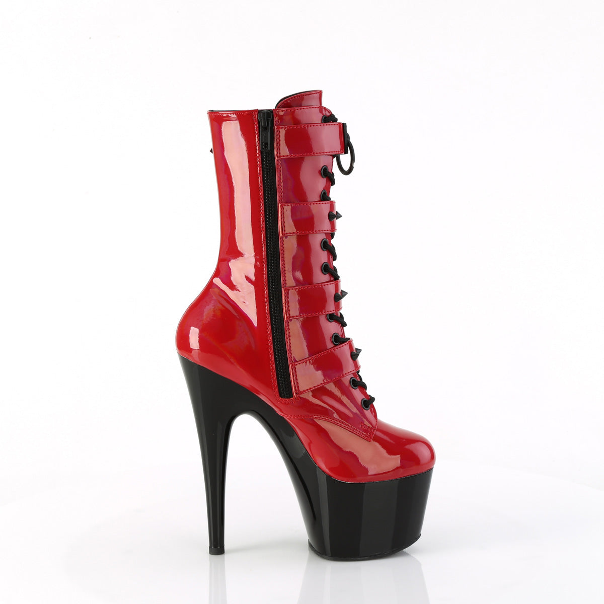 ADORE-1046TT Pleaser Red Holo Patent/Black Platform Shoes [Exotic Dance Ankle Boots]