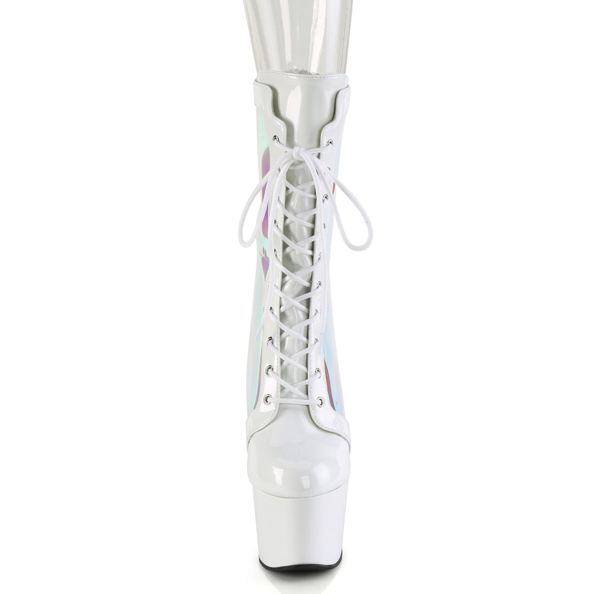 adore 1047 pleaser stripper shoes wht pat holo wht