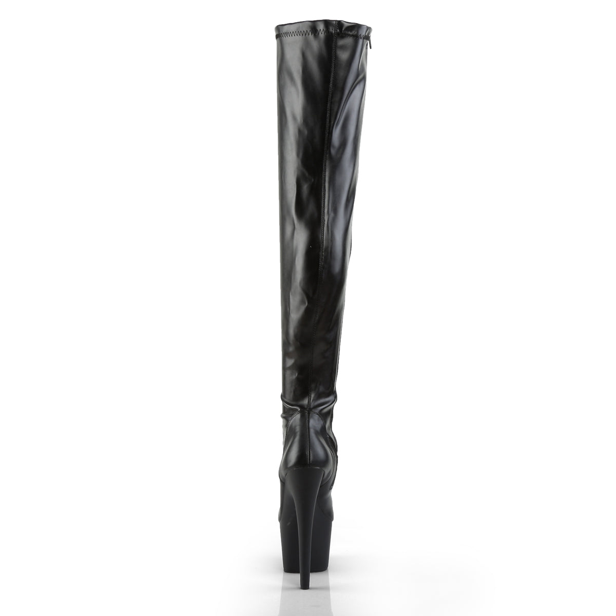 ADORE-3000 Pleaser Black Stretch Faux Leather/Black Matte Platform Shoes [Thigh High Boots]