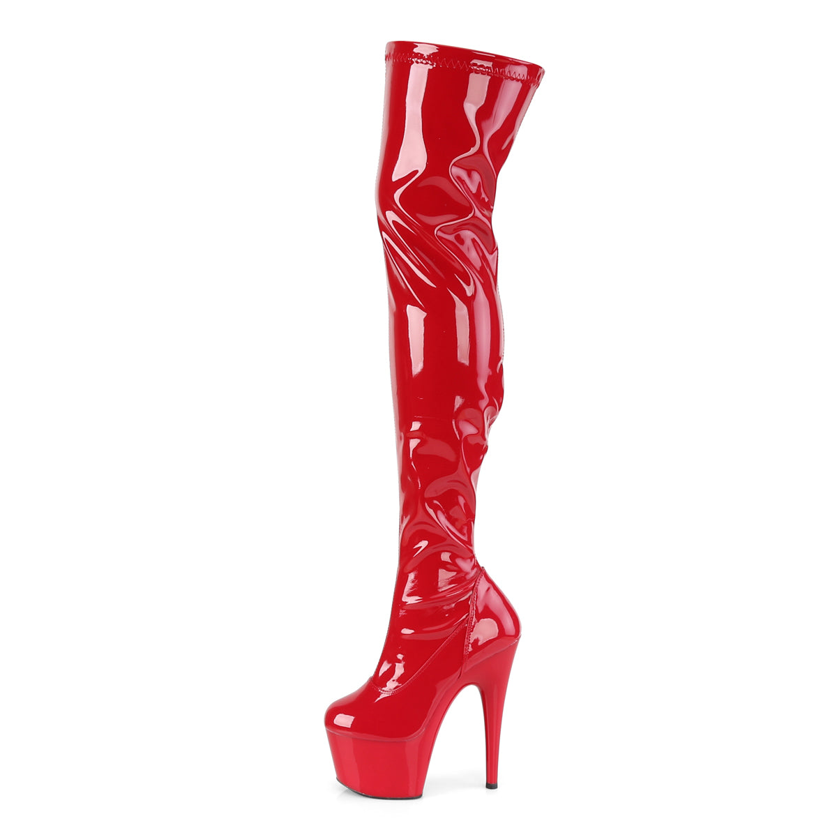 ADORE-3000 Pleaser Red Stretch Patent/Red Platform Shoes [Thigh High Boots]