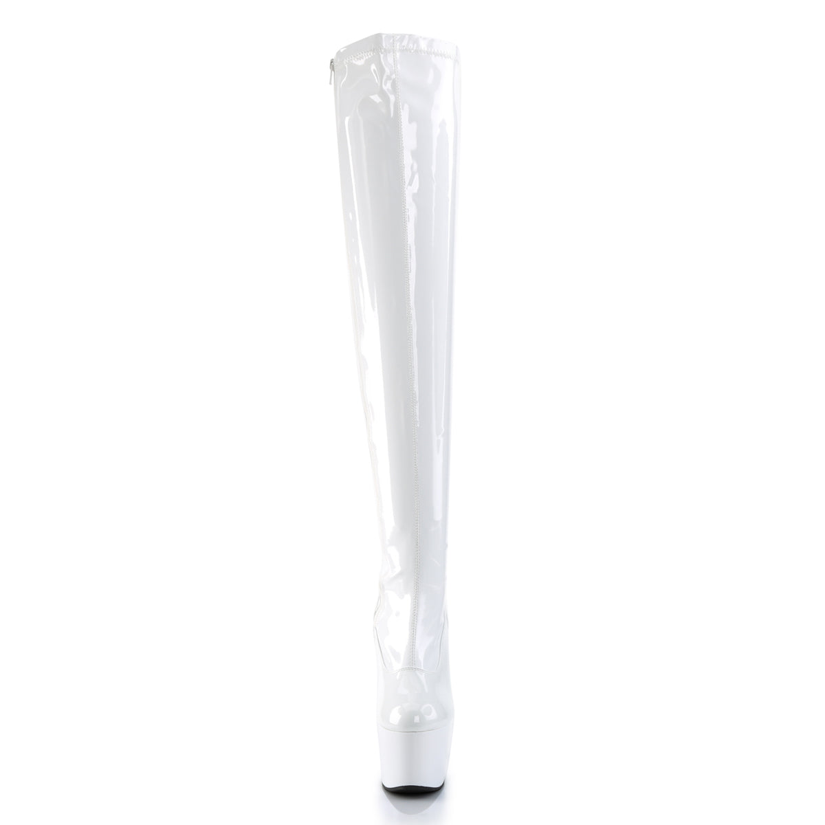 ADORE-3000 Pleaser White Stretch Patent/White Platform Shoes [Thigh High Boots]