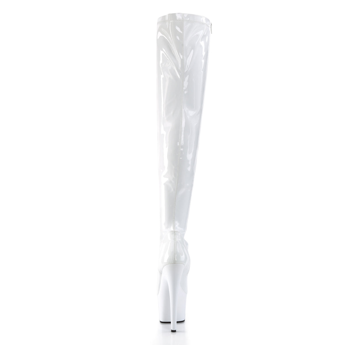 ADORE-3000 Pleaser White Stretch Patent/White Platform Shoes [Thigh High Boots]