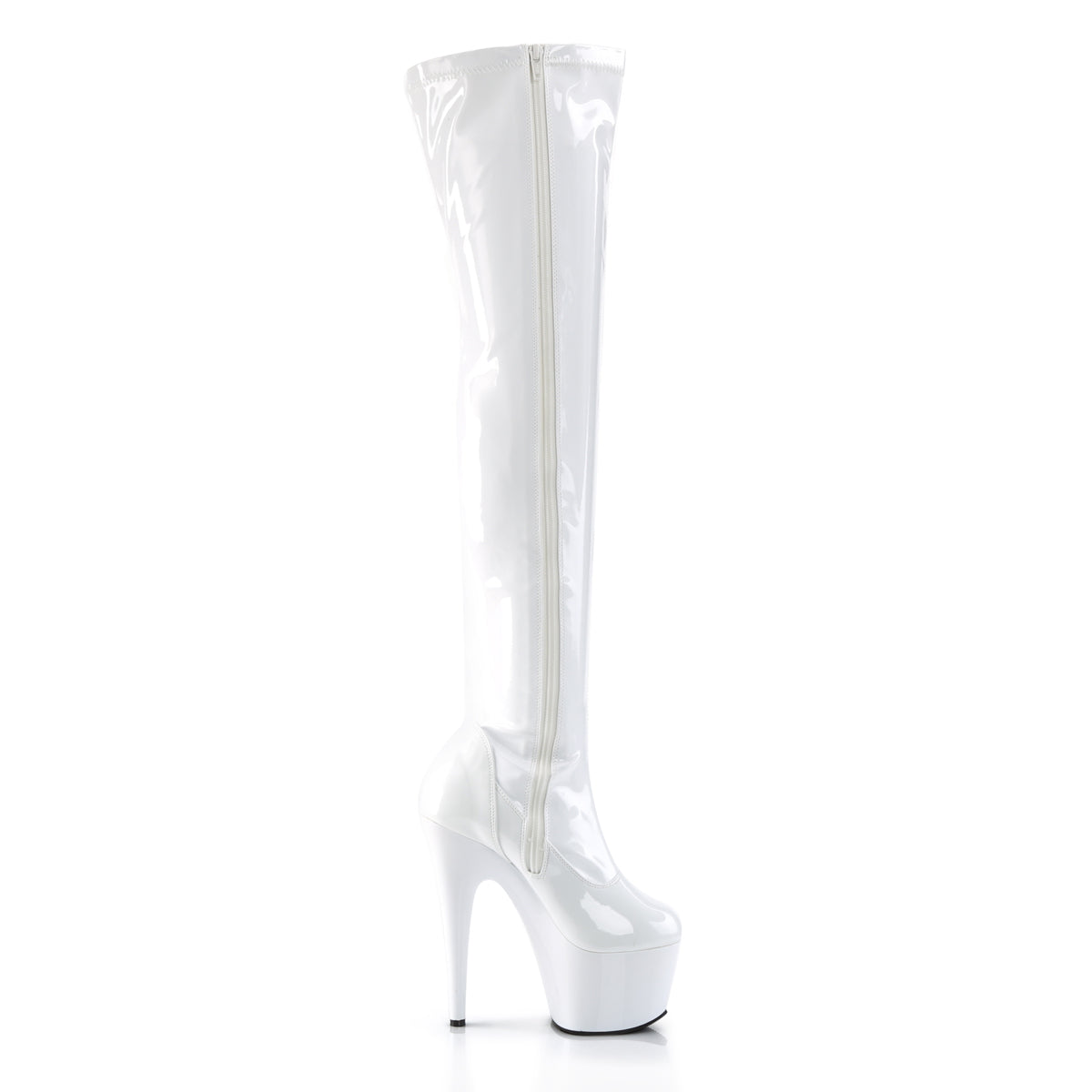 ADORE-3000 Pleaser White Stretch Patent/White Platform Shoes [Thigh High Boots]