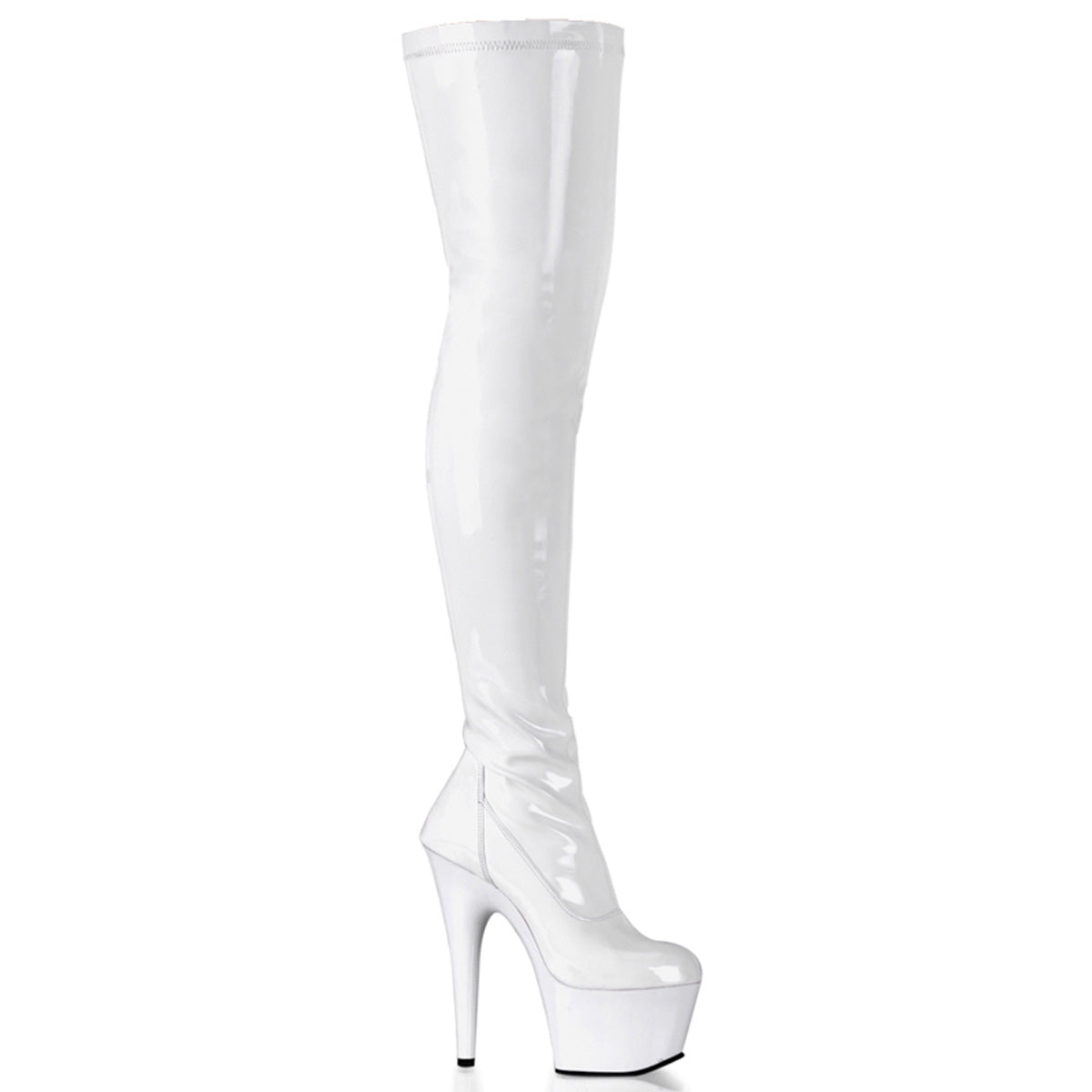 ADORE-3000 Strippers Heels Pleaser Platforms (Exotic Dancing) Wht Str Pat/Wht