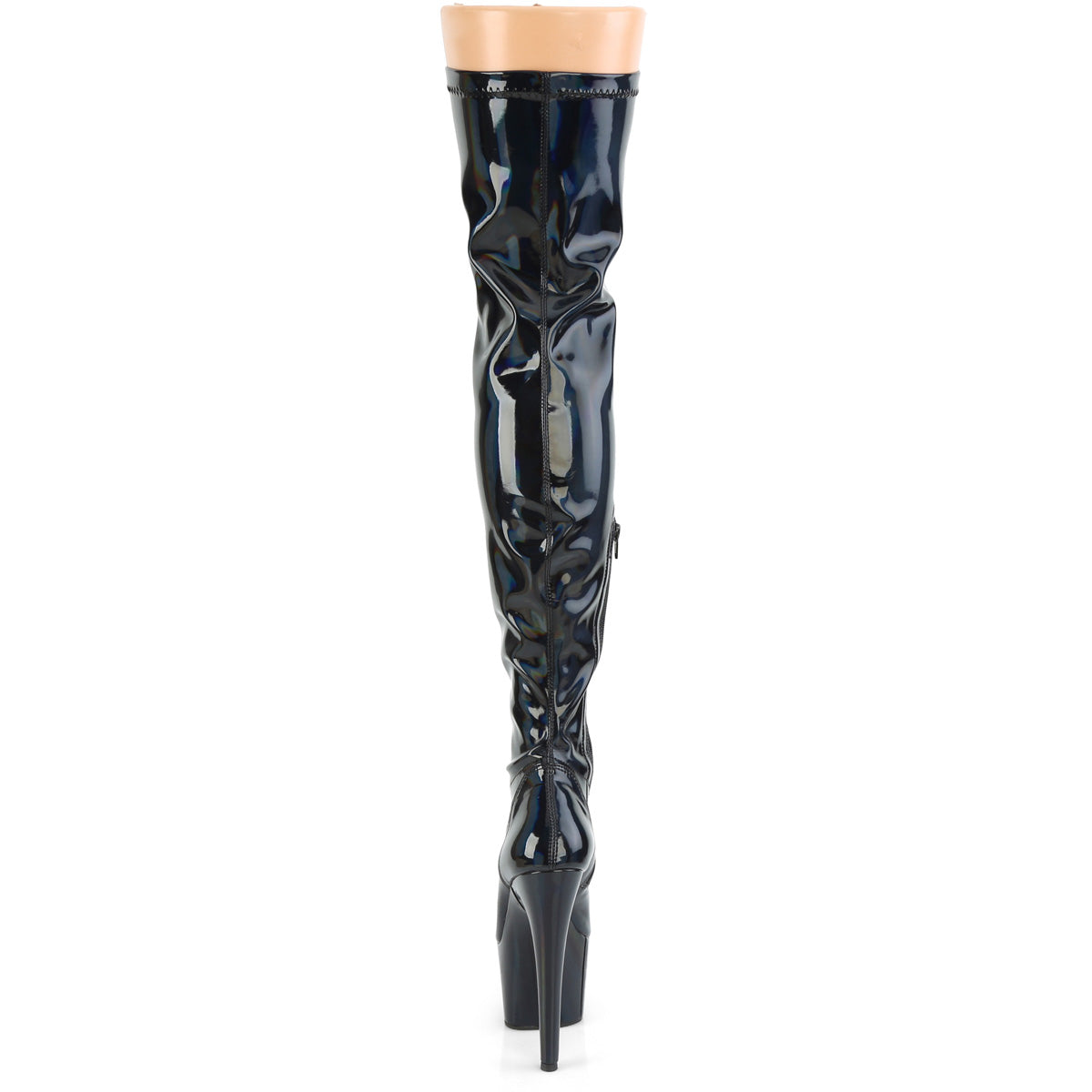 ADORE-3000HWR Pleaser Black Stretch Holo/Black Holo Platform Shoes [Thigh High Boots]