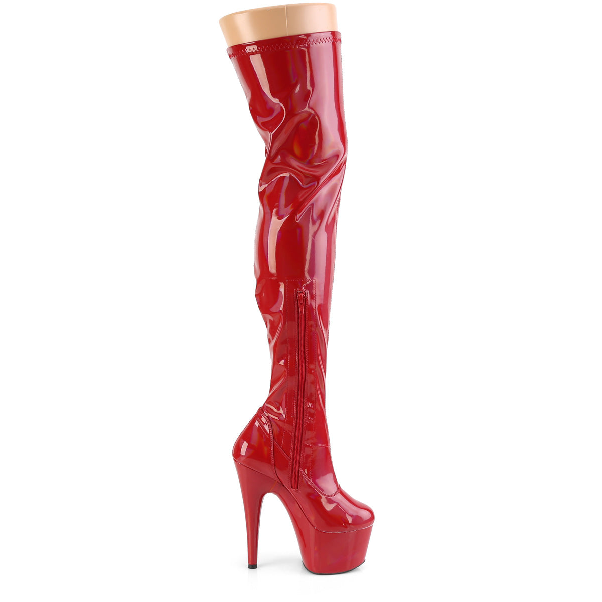 ADORE-3000HWR Pleaser Red Stretch Holo/Red Holo Platform Shoes [Thigh High Boots]