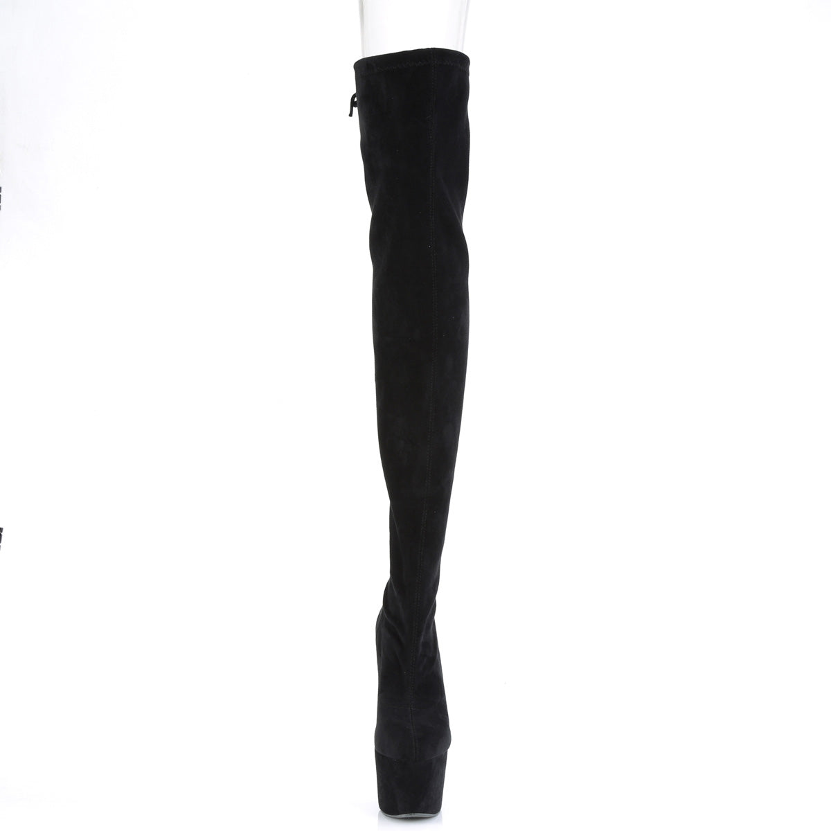 ADORE-3008 Pleaser Black Stretch Faux Suede/Black Faux Suede Platform Shoes [Thigh High Boots]