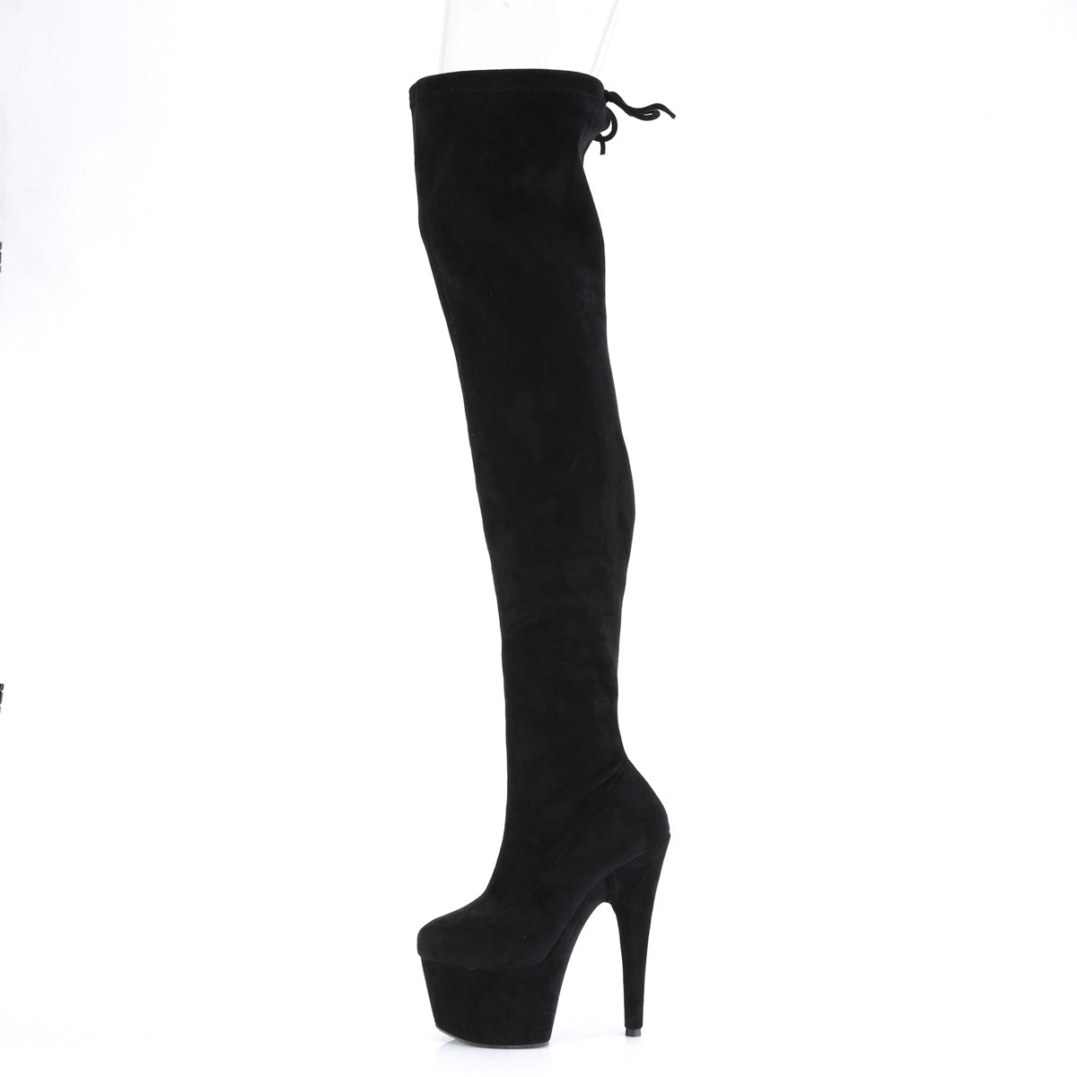 ADORE-3008 Pleaser Black Stretch Faux Suede/Black Faux Suede Platform Shoes [Thigh High Boots]