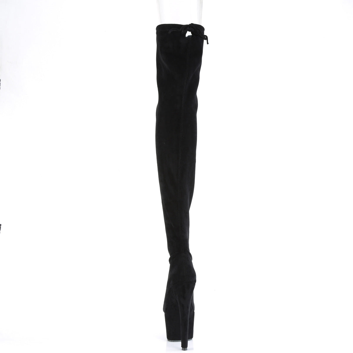 ADORE-3008 Pleaser Black Stretch Faux Suede/Black Faux Suede Platform Shoes [Thigh High Boots]