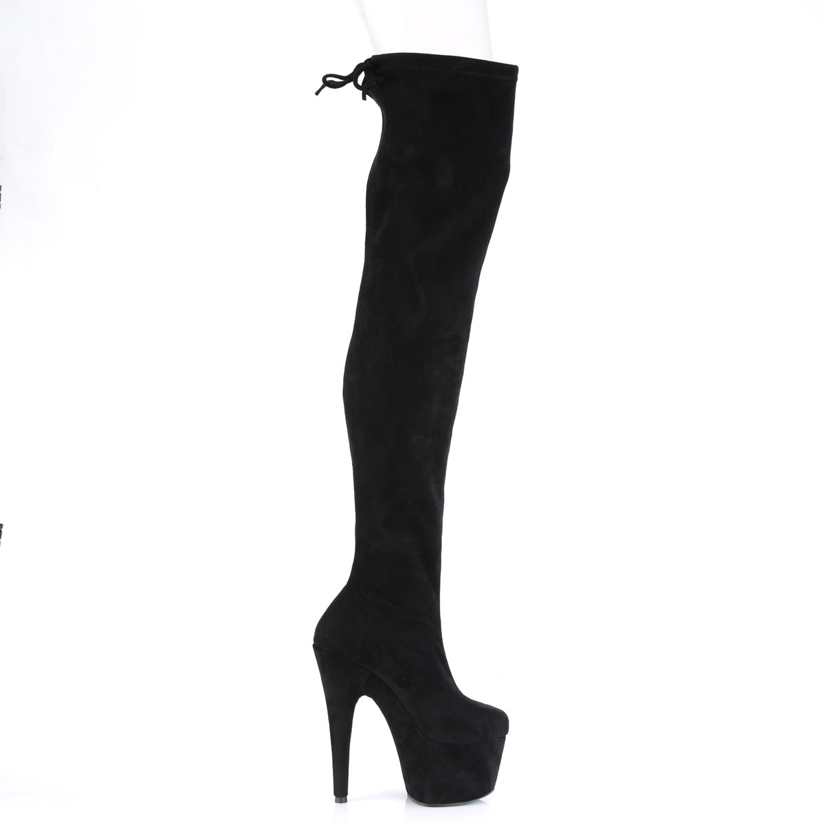 ADORE-3008 Pleaser Black Stretch Faux Suede/Black Faux Suede Platform Shoes [Thigh High Boots]