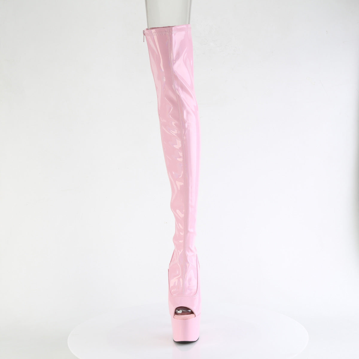 ADORE-3011HWR Pleaser B Pink Stretch Holo/B Pink Platform Shoes [Thigh High Boots]