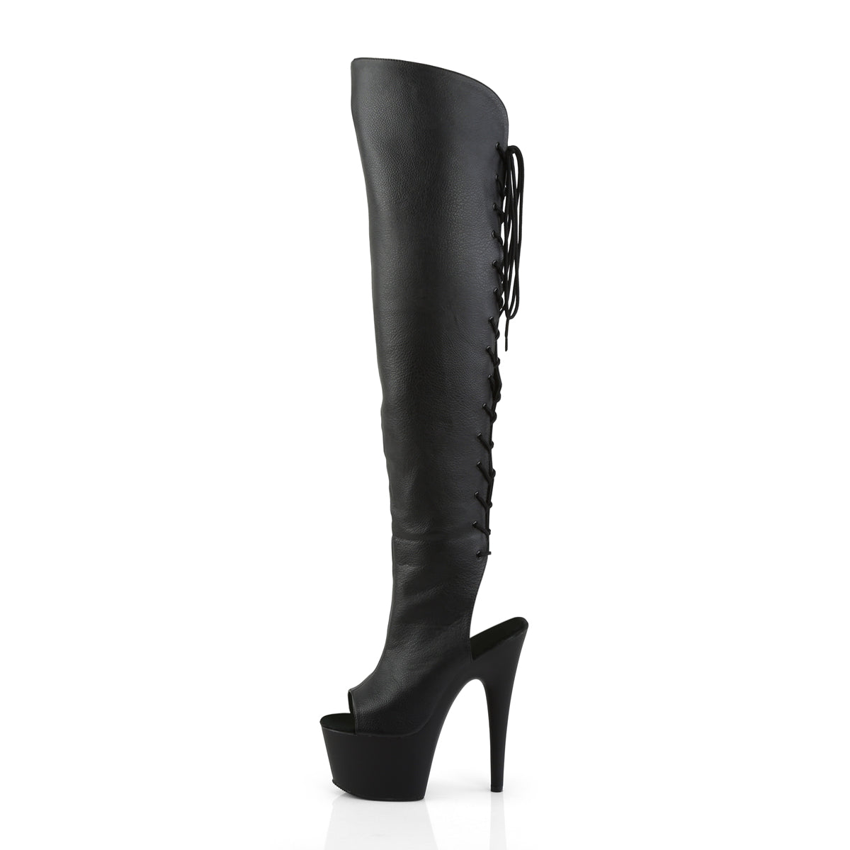 ADORE-3019 Pleaser Black Faux Leather/Black Matte Platform Shoes [Thigh High Boots]