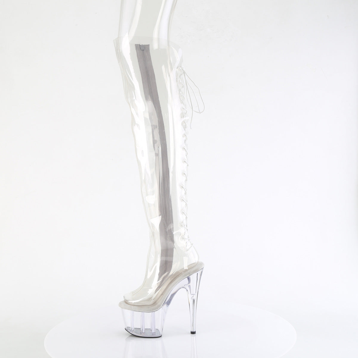 ADORE-3019C Pleaser Clear TPU/Clear Platform Shoes [Thigh High Boots]