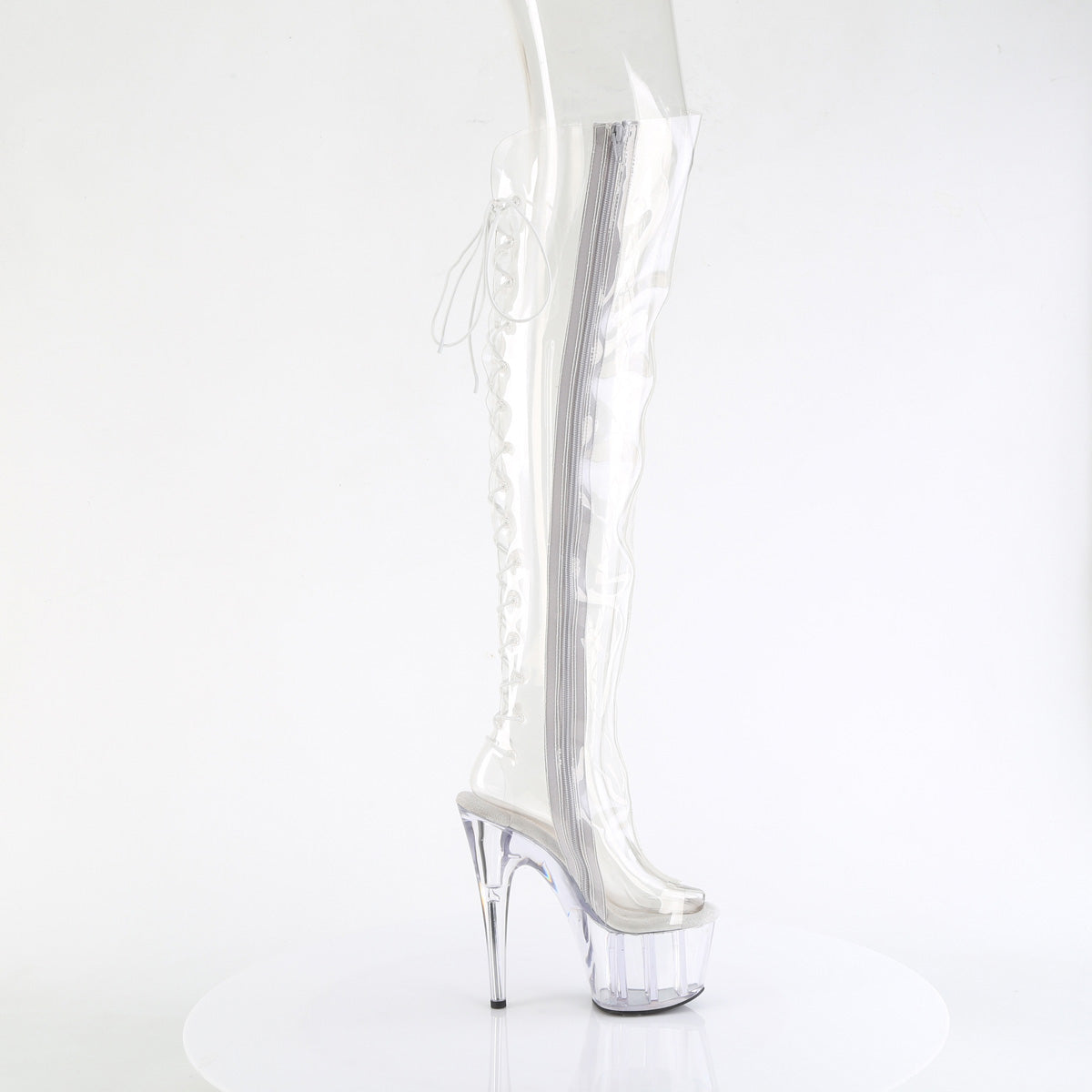 ADORE-3019C Pleaser Clear TPU/Clear Platform Shoes [Thigh High Boots]