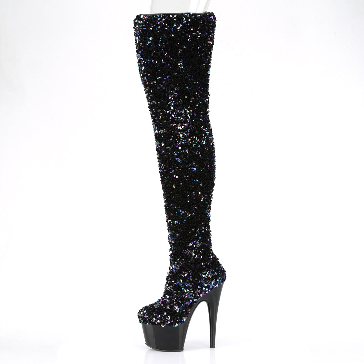 ADORE-3020 Pleaser Black Multi Seuqins/Black Platform Shoes [Sexy Thigh High Boots]