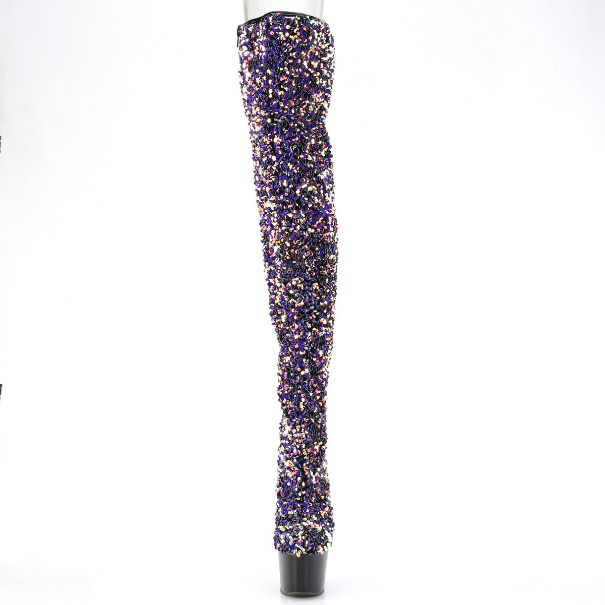 ADORE-3020 Pleaser Purple Multi Sequins/Black Platform Shoes [Sexy Thigh High Boots]