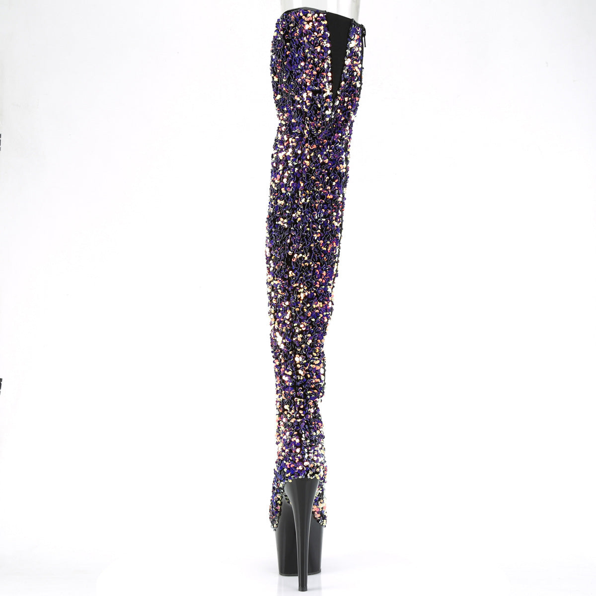 ADORE-3020 Pleaser Purple Multi Sequins/Black Platform Shoes [Sexy Thigh High Boots]