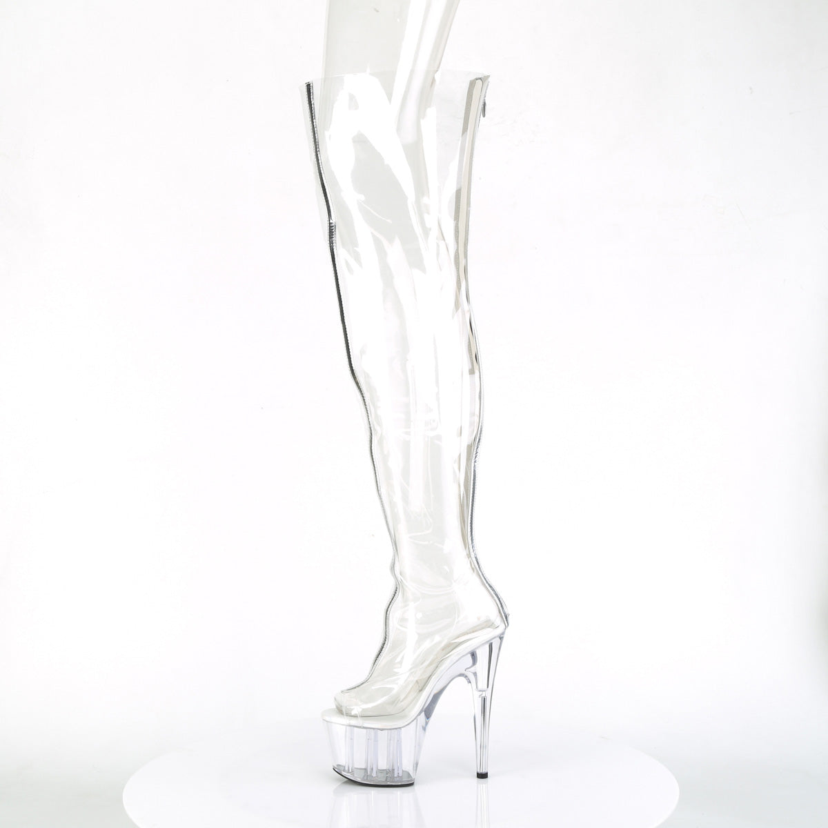 ADORE-3021 Pleaser Clear TPU-Silver Metallic/Clear Platform Shoes [Sexy Thigh High Boots]