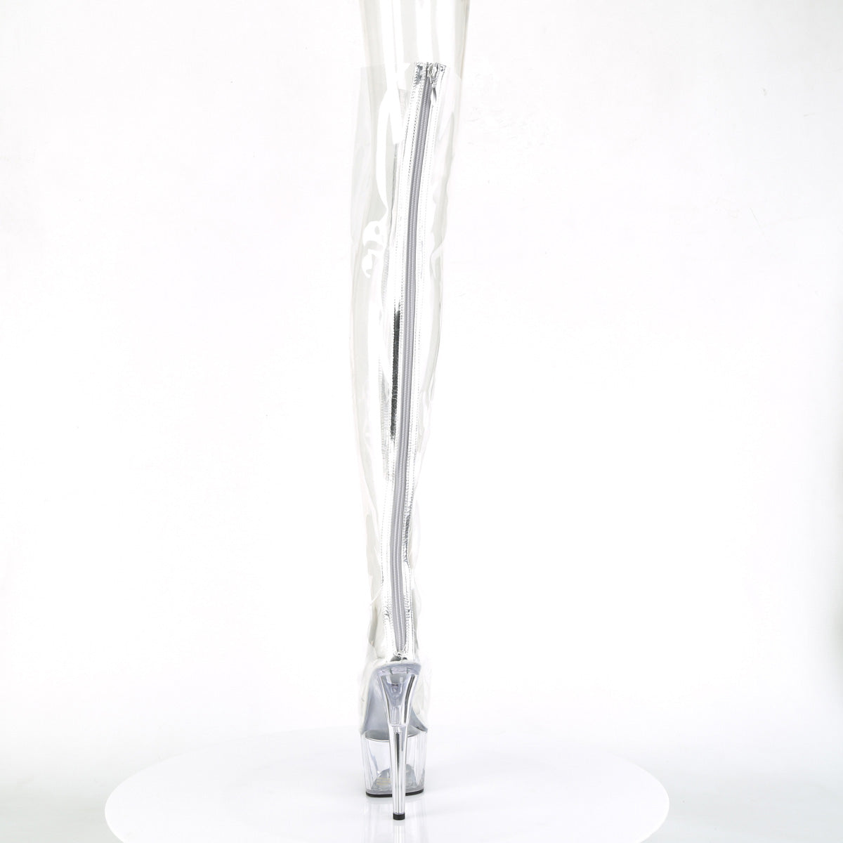 ADORE-3021 Pleaser Clear TPU-Silver Metallic/Clear Platform Shoes [Sexy Thigh High Boots]