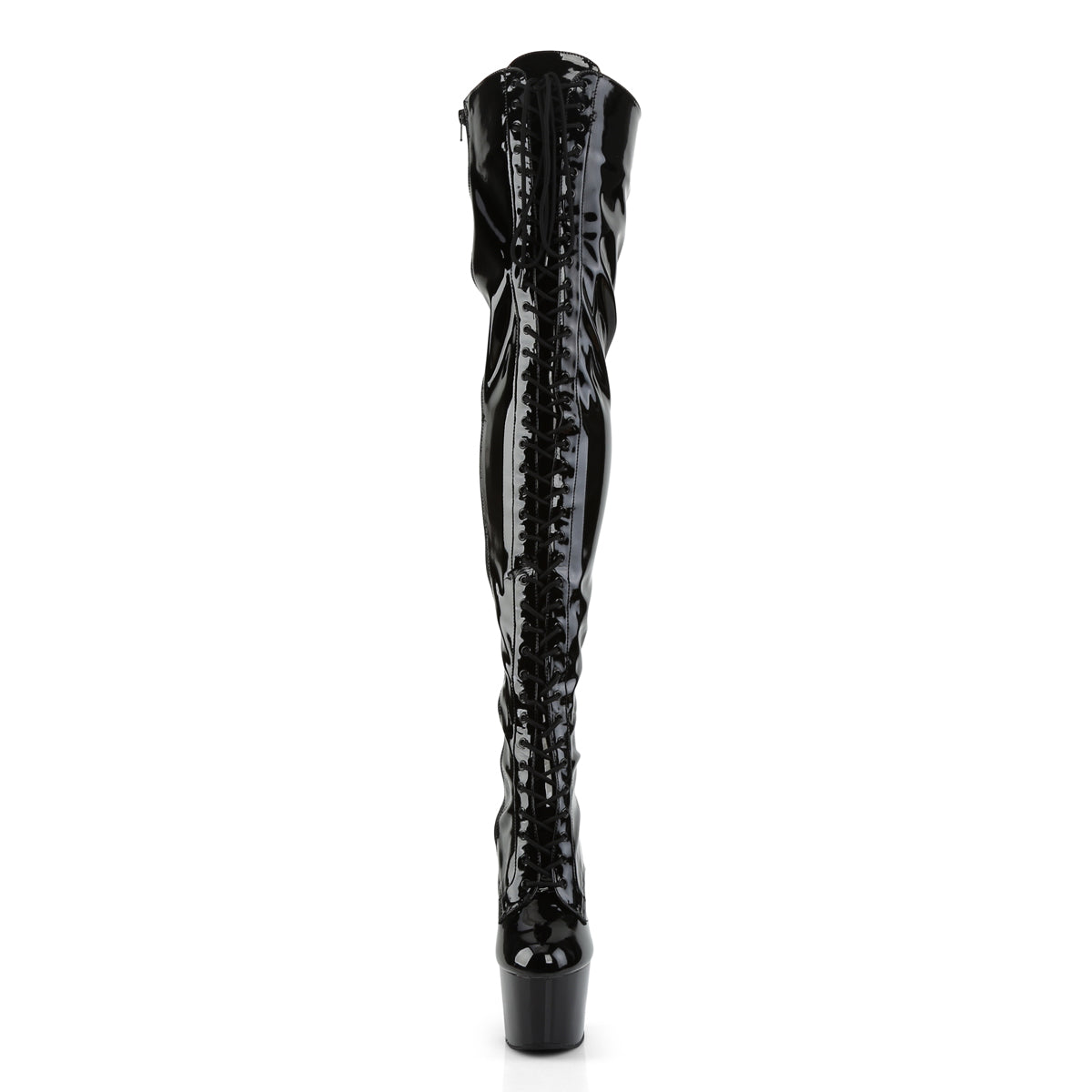 ADORE-3023 Pleaser Black Stretch Patent/Black Platform Shoes [Thigh High Boots]