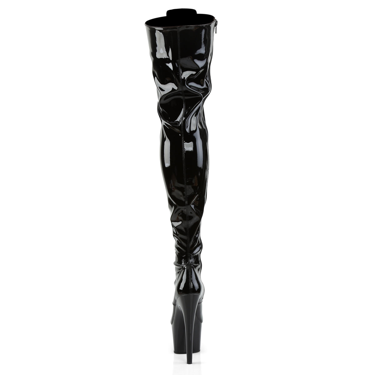 ADORE-3023 Pleaser Black Stretch Patent/Black Platform Shoes [Thigh High Boots]