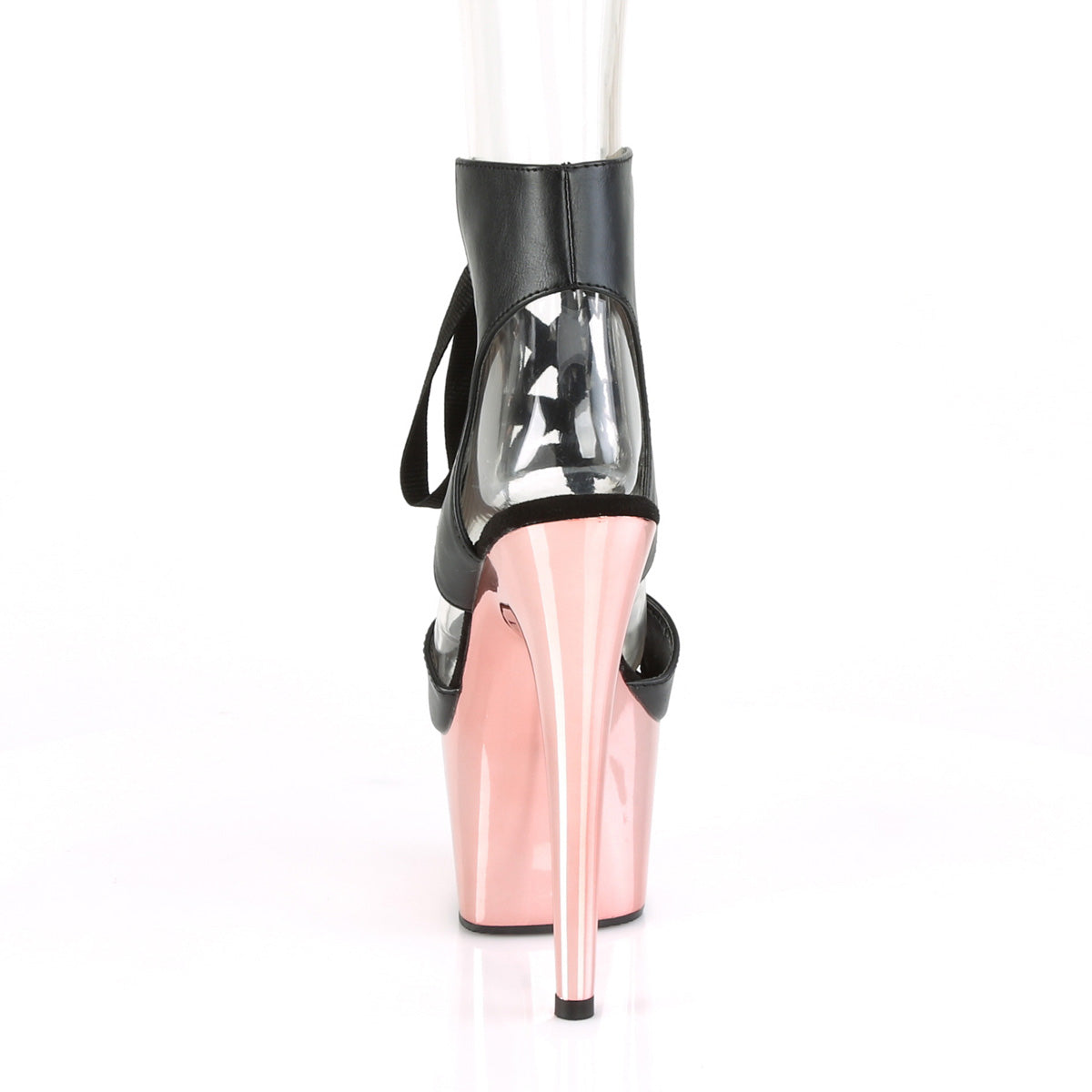 ADORE-700-14 Pleaser Black Faux Leather/Rose Gold Chrome Platform Shoes [Exotic Dance Shoes]