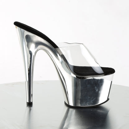 ADORE-701 Pleaser Clear/Silver Chrome Sexy Platform Shoes (Pole Dancing Heels)