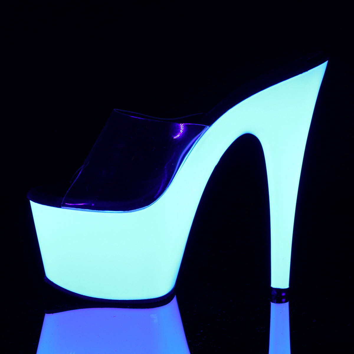 ADORE-701UV Pleaser Clear/Neon White Platform Shoes [Exotic Dance Shoes]