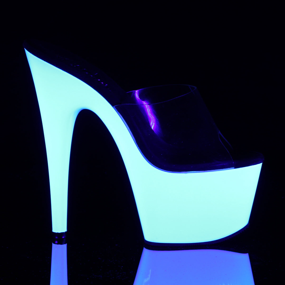 ADORE-701UV Pleaser Clear/Neon White Platform Shoes [Exotic Dance Shoes]