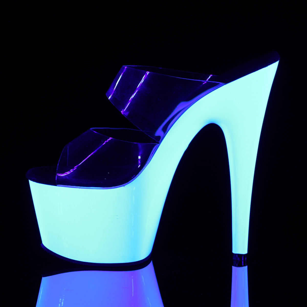 ADORE-702UV Pleaser Clear/Neon White Platform Shoes [Exotic Dance Shoes]