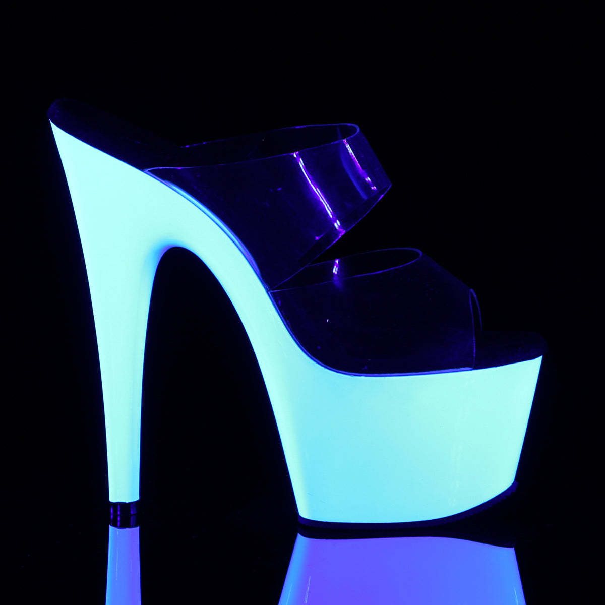 ADORE-702UV Pleaser Clear/Neon White Platform Shoes [Exotic Dance Shoes]