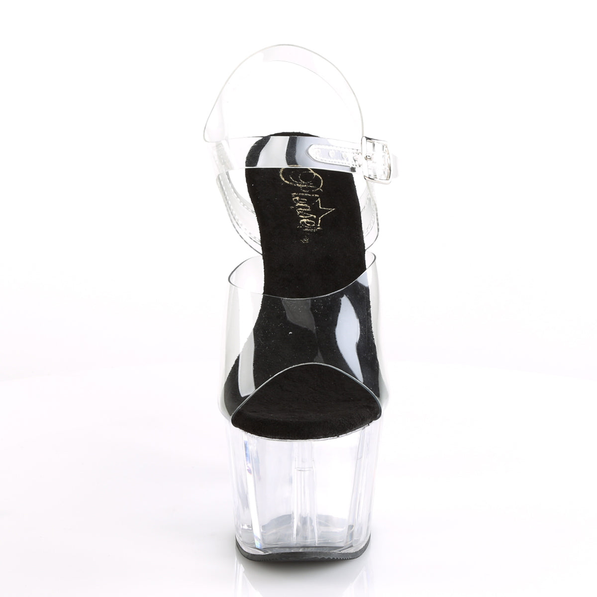 ADORE-708 Pleaser Clear-Black/Clear Platform Shoes [Exotic Dance Shoes]