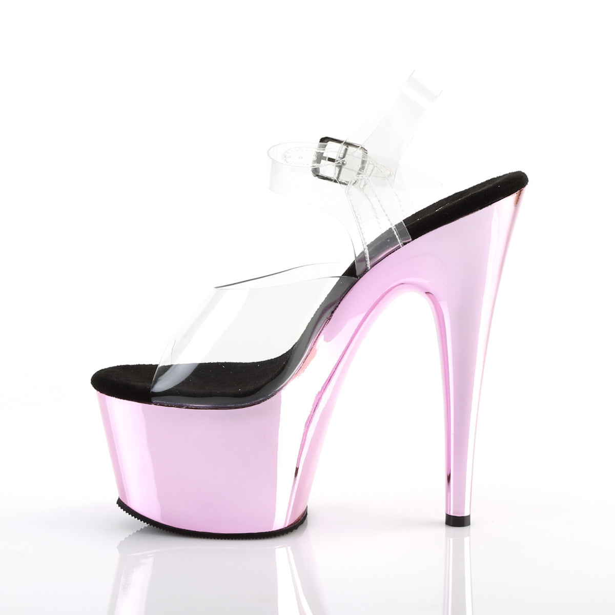 ADORE-708 Pleaser Clear/B Pink Chrome Platform Shoes [Exotic Dance Shoes]