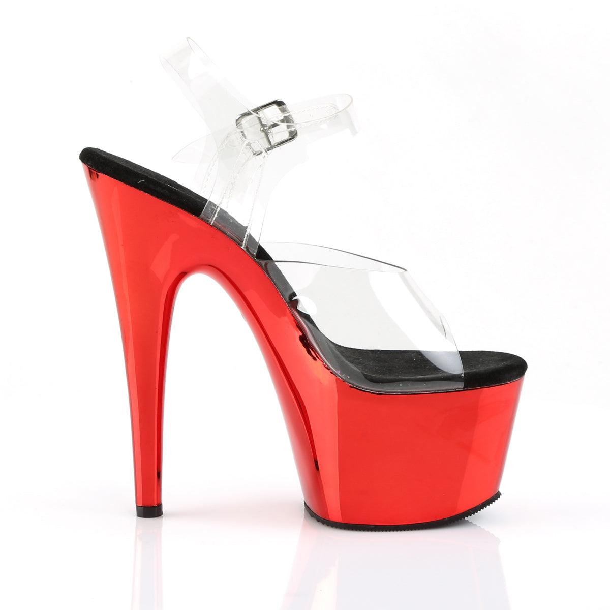 ADORE-708 Pleaser Clear/Red Chrome Platform Shoes [Exotic Dance Shoes]