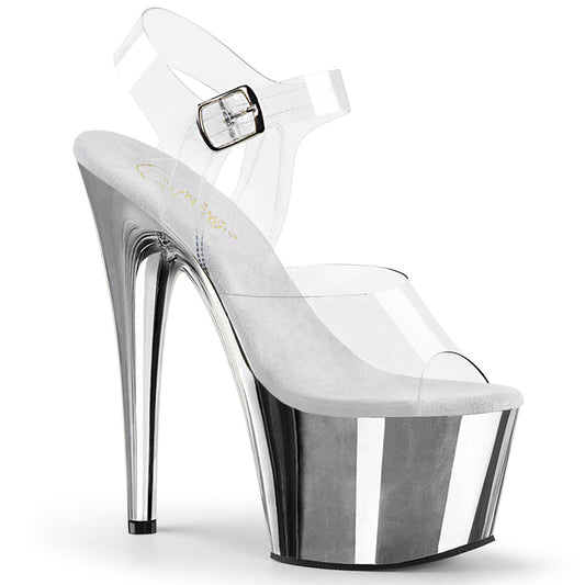 adore 708 pleaser stripper shoes clr matching slv chrome