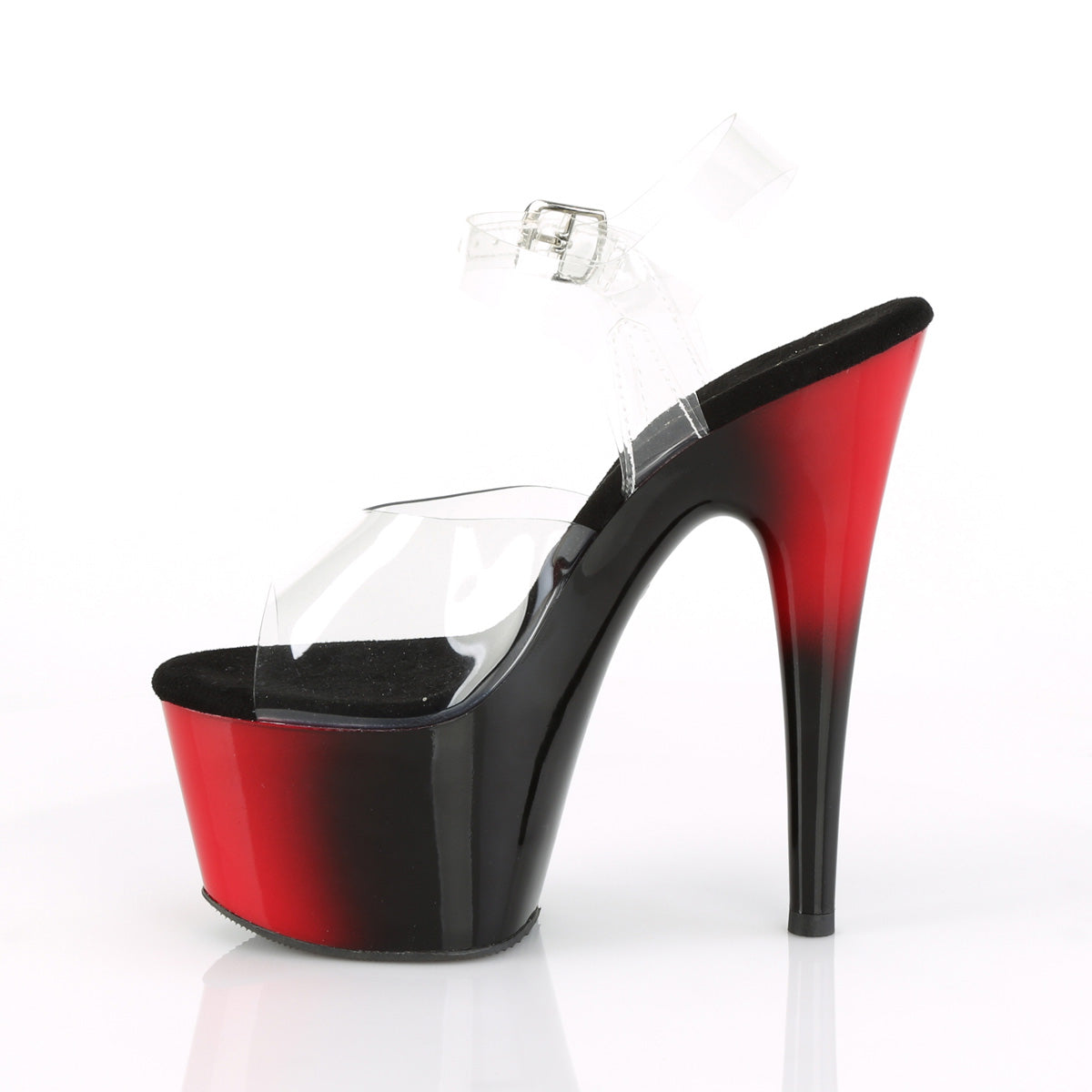 ADORE-708BR Pleaser Clear/Red-Black Platform Shoes [Exotic Dance Shoes]