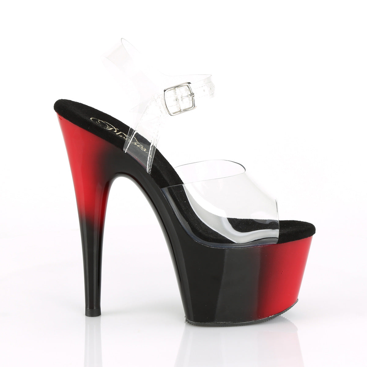 ADORE-708BR Pleaser Clear/Red-Black Platform Shoes [Exotic Dance Shoes]