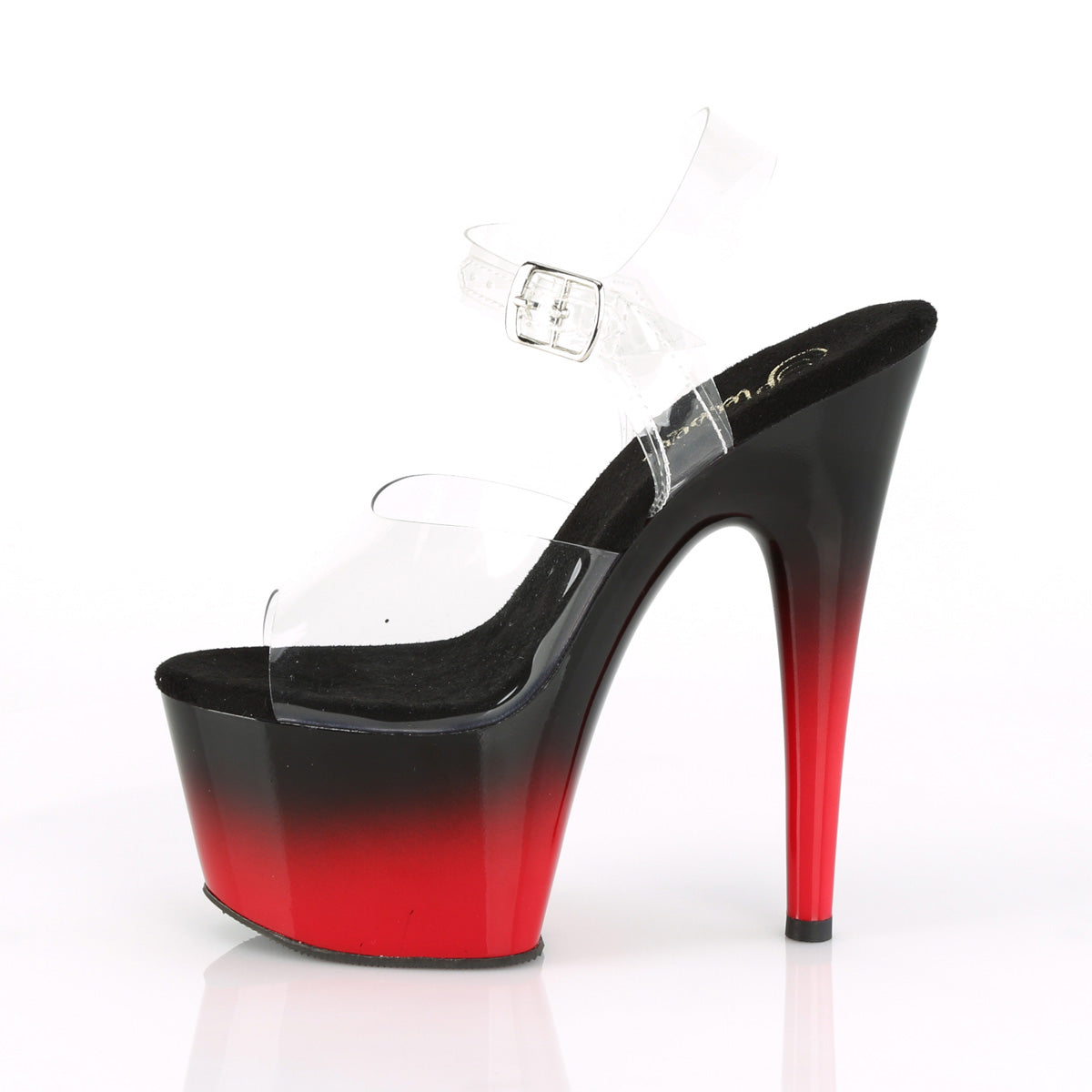 ADORE-708BR-H Pleaser Clear/Black-Red Platform Shoes [Exotic Dance Shoes]