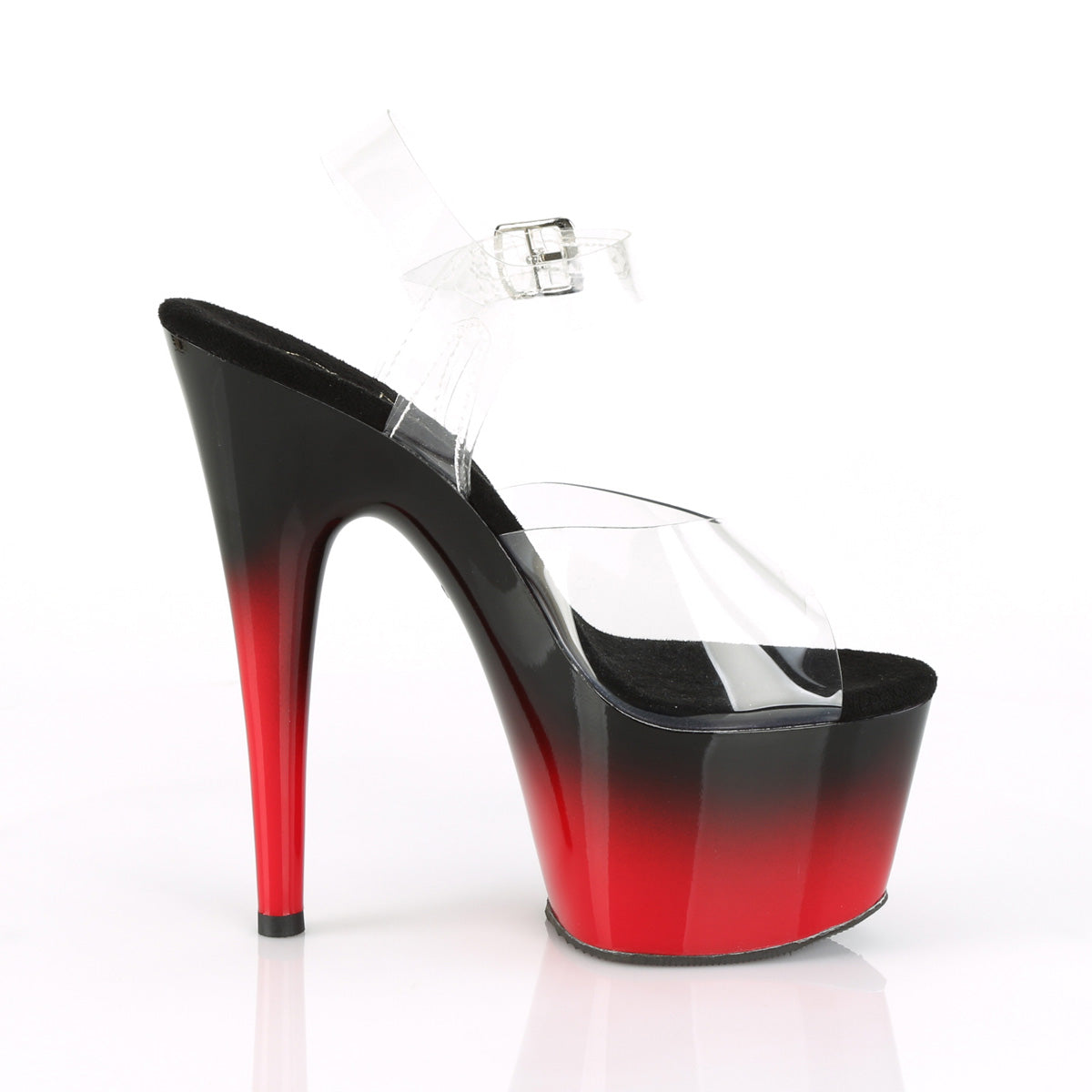 ADORE-708BR-H Pleaser Clear/Black-Red Platform Shoes [Exotic Dance Shoes]