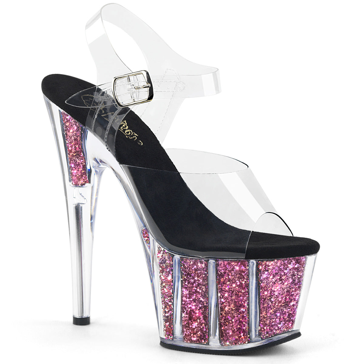 ADORE-708CG Strippers Heels Pleaser Platforms (Exotic Dancing) Clr/Pink Confetti Glitter