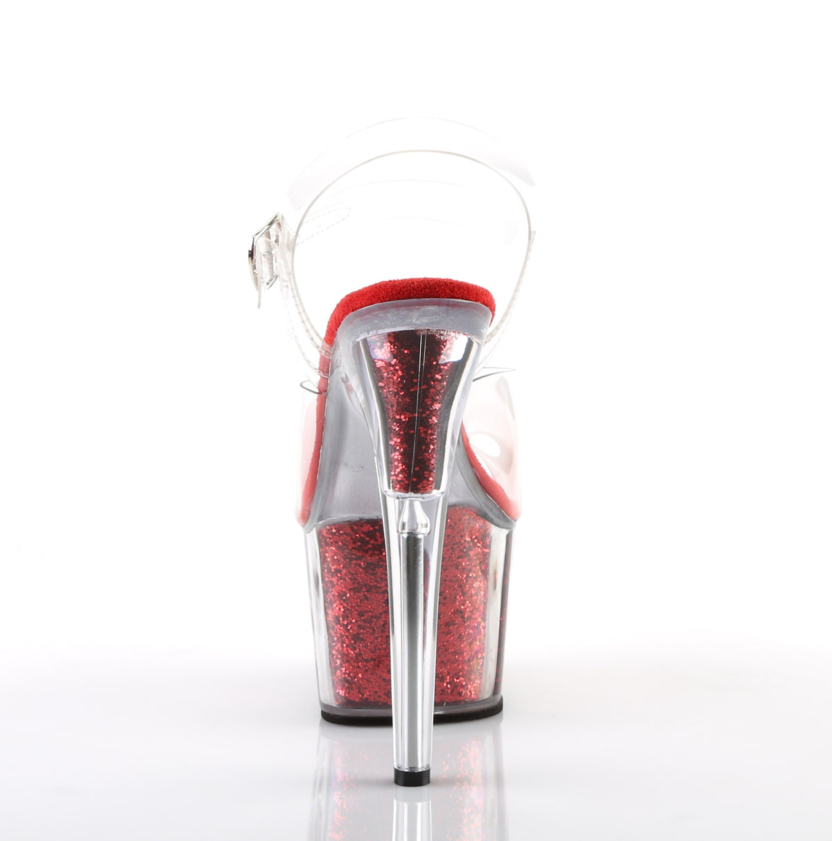 ADORE-708G Pleaser Clear/Red Glitter Inserts Platform Shoes [Exotic Dance Shoes]