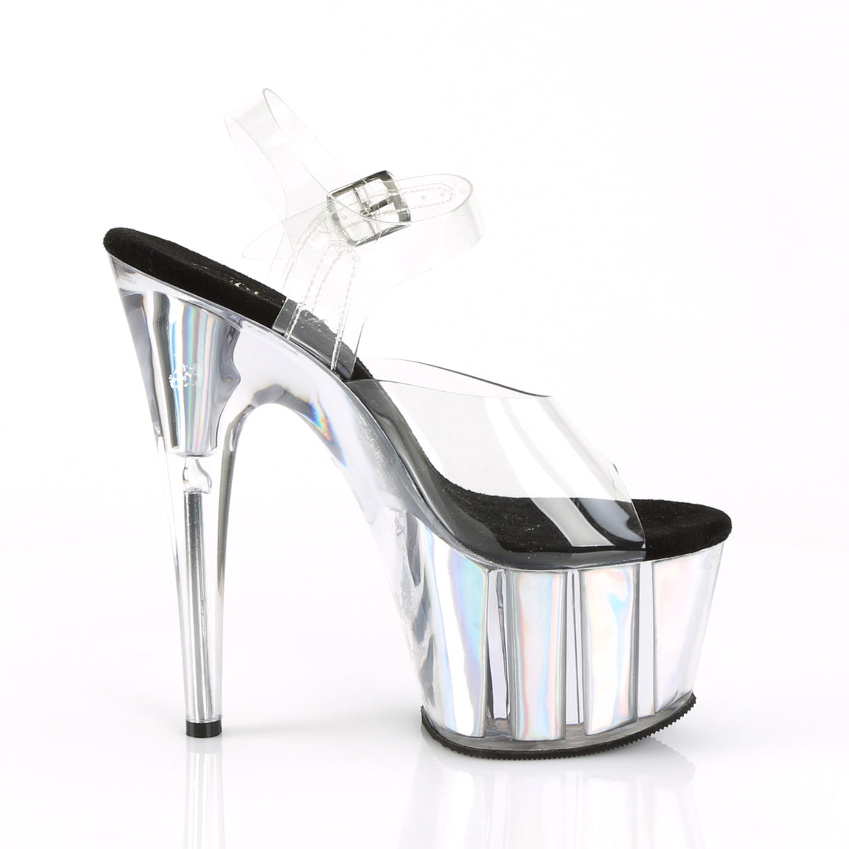 ADORE-708HGI Pleaser Clear/Silver Hologram Inserts Platform Shoes [Exotic Dance Shoes]