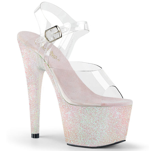 ADORE-708HMG Strippers Heels Pleaser Platforms (Exotic Dancing) Clr/Opal Multi Glitter