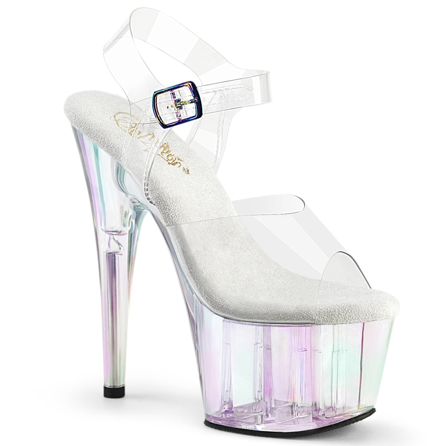 ADORE-708HT Strippers Heels Pleaser Platforms (Exotic Dancing) Clr/Holo Tinted