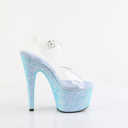 ADORE-708LG Pleaser Clear/Baby Blue Sexy Platform Shoes (Pole Dancing Heels)