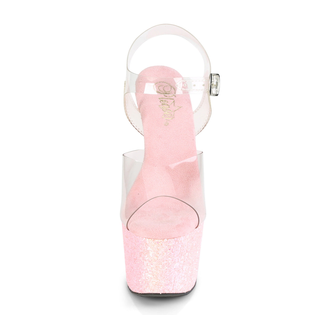 ADORE-708LG Pleaser Clear/B Pink Glitter Platform Shoes [Exotic Dance Shoes]